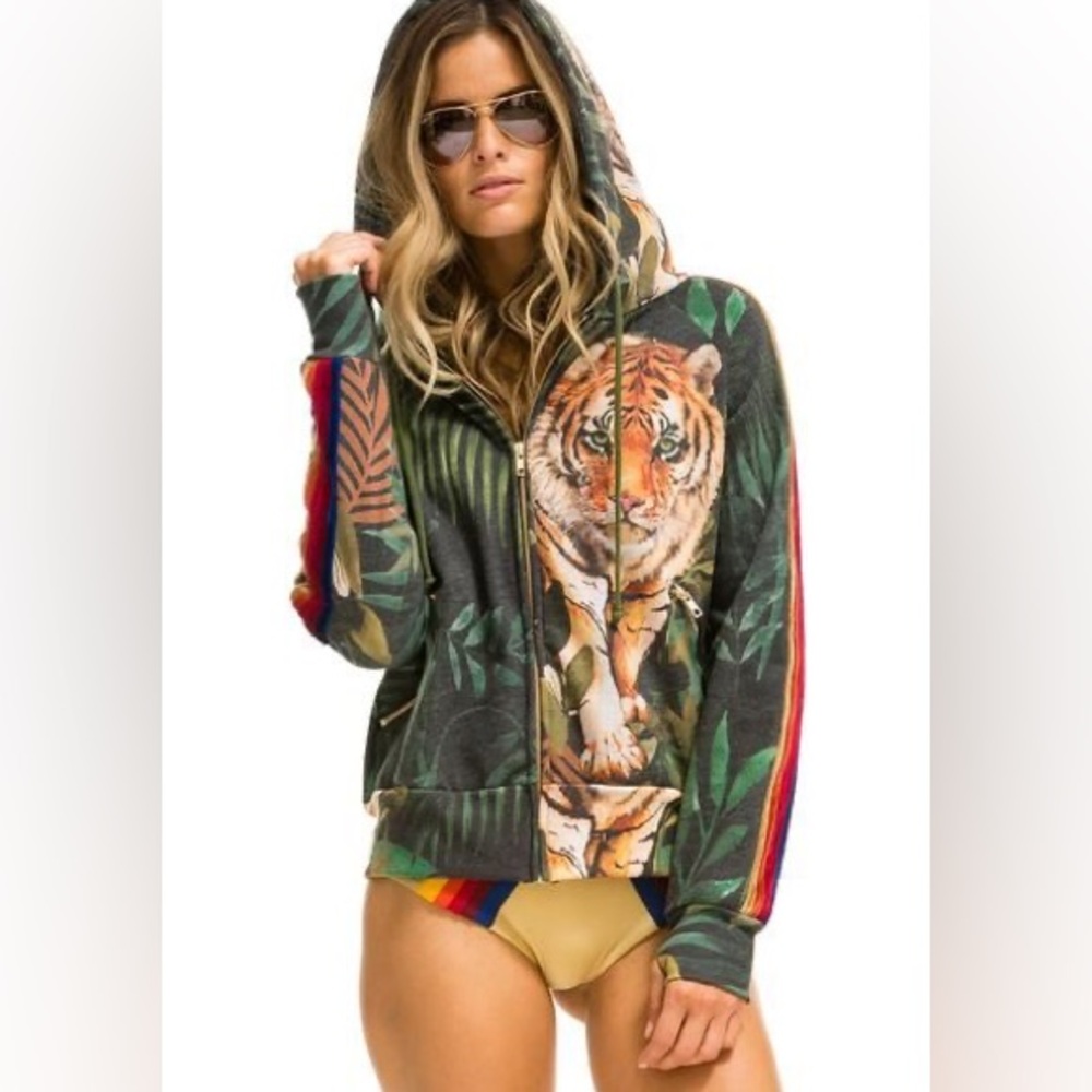 Aviator Nation Tiger Jungle Full Zip Hoodie